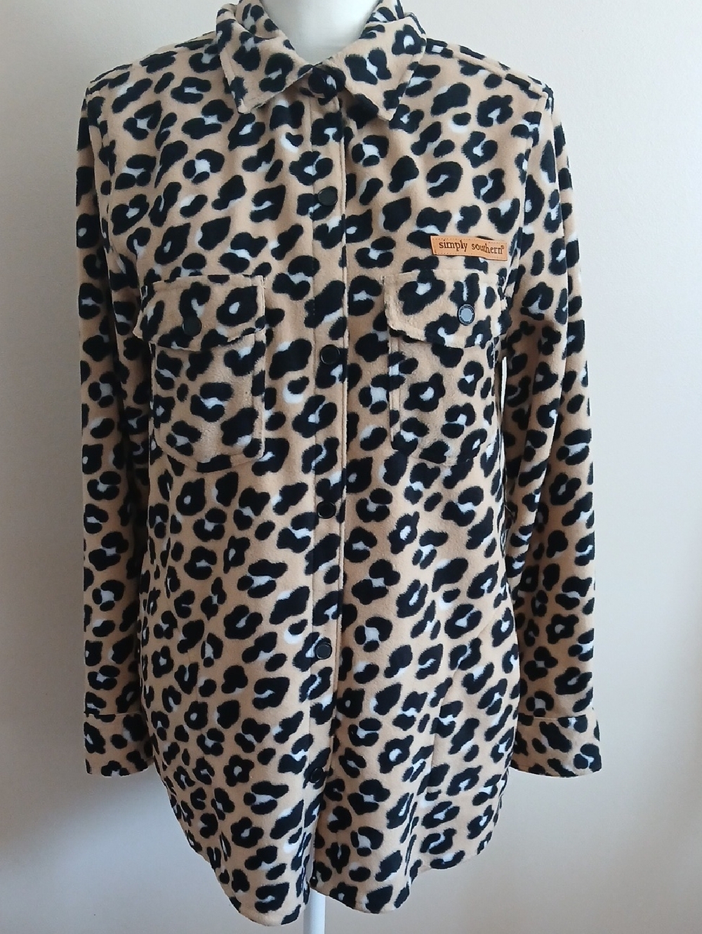 Simply Southern Leopard Print Button-Up Jacket - Tan & Black